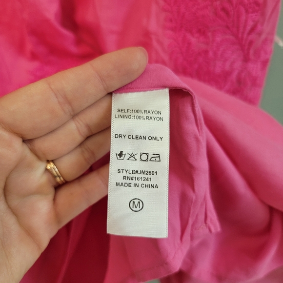 J. Marie Pink Embroidered Women's Peplum Top Womens Size MD New Farmhouse - Picture 5 of 11